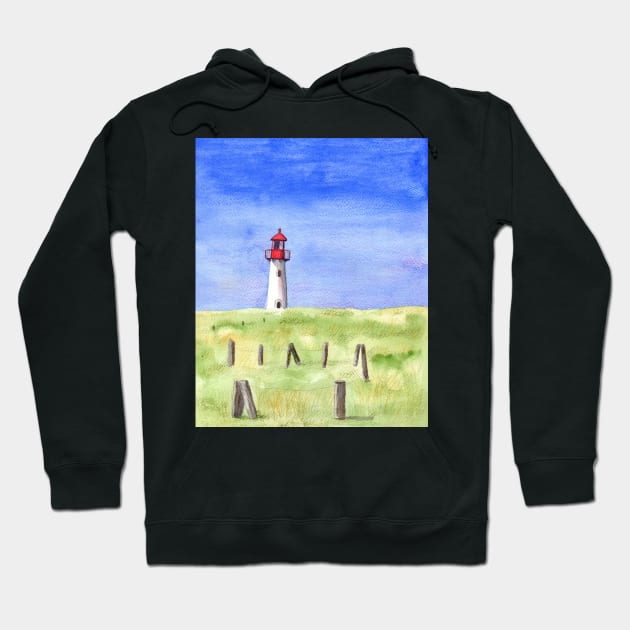 Whimsical Lighthouse Mixed Media Hoodie by Sandraartist
